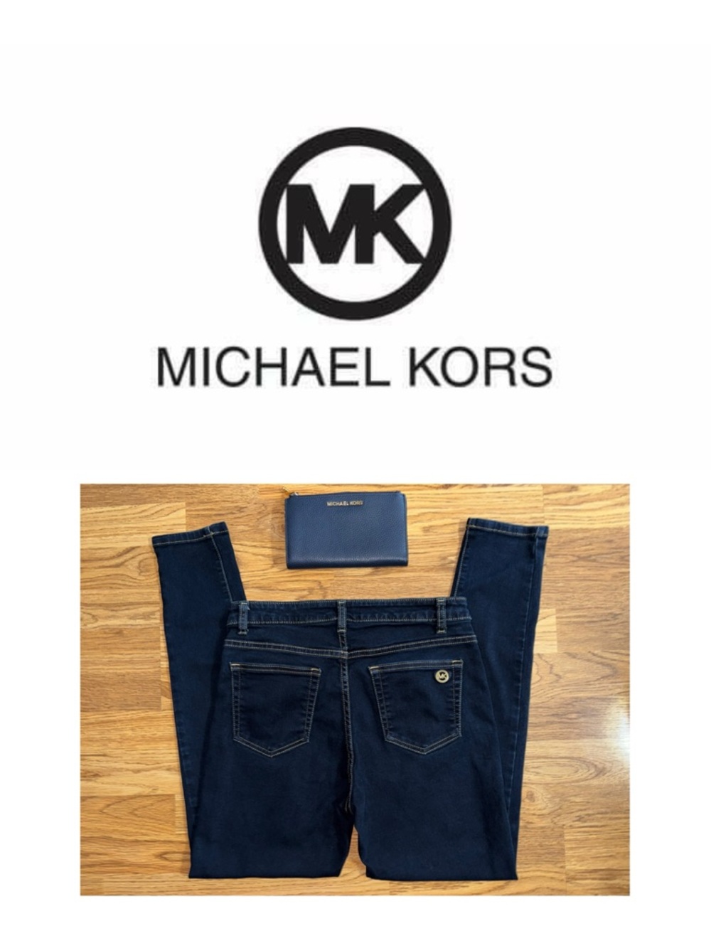 Michael Kors Jeans & Wallet Set Izzy Skinny Jeans Women's Size 8 Dark Wash EUC